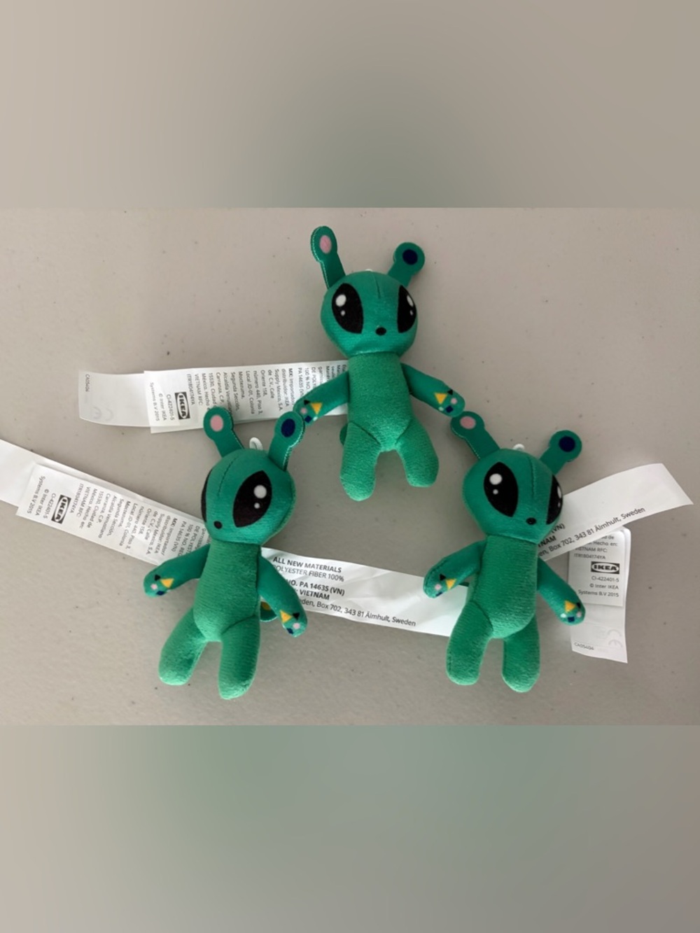 IKEA AFTONSPARV Mini Green Alien Plush (3) Set NWT 4โ - Picture 4 of 8